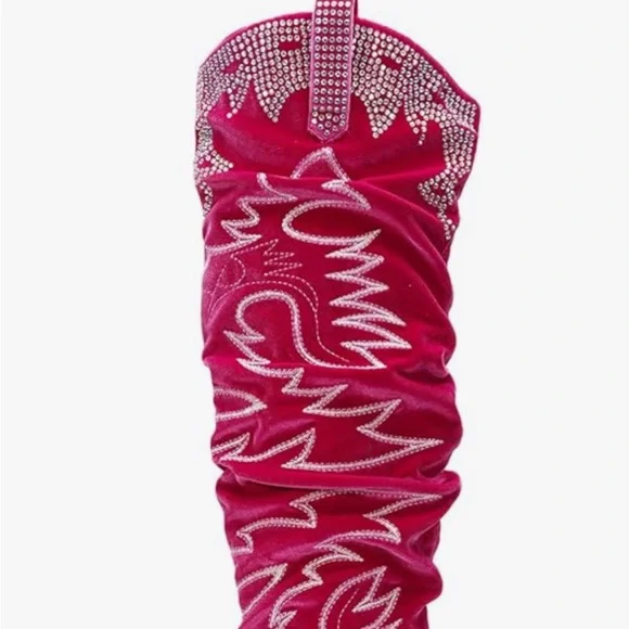 Cape Robbin Lish Velvet Rhinestone Thigh High Slouchy Western Boots NIB size 7 - Picture 4 of 15